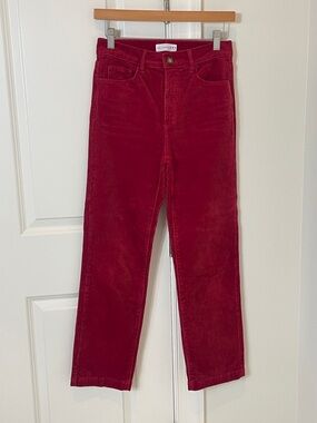 LOFT Red Corduroy Straight Leg Pants